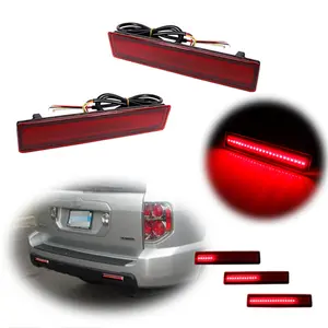 2PCS Red LED Rear Bumper Reflector Tail Brake Signal Lights For Honda Pilot 2006 2007 2008 Replace OEM 33505S9VA11, 33555S9VA11