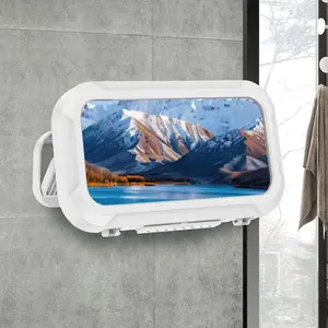 Waterproof Fog-Free Phone Box, Phone Holder Box, No-Drill Wall-Mounted Phone Stand, Rotatable Kitchen Waterproof Case, Ideal for Watching Movies