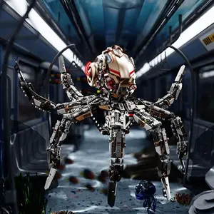 Creative Movable Octopus Model Building Set, MOC Style STEM Learning Toys, Interactive Tentacle Bricks Birthday Present