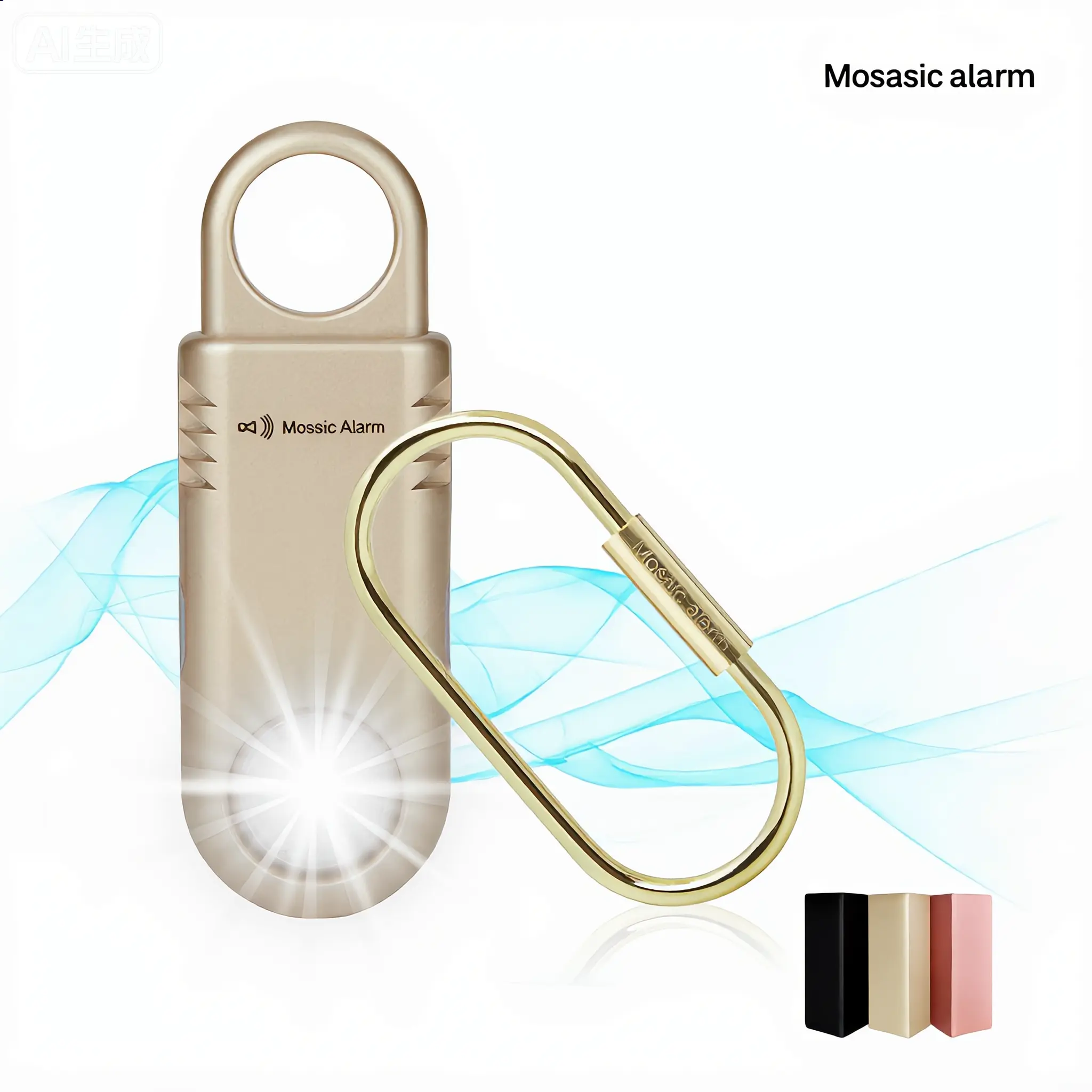 Hangable safety alarm with keychain, sos emergency survival kit for women, portable outdoor danger siren alarm devices with ultra strobe light