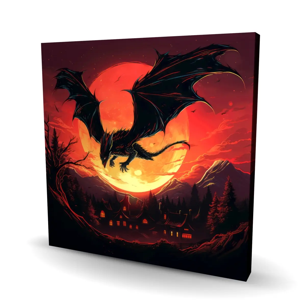 Pictorem C1RC3636ZNXHM8 36x36 in. The Dragon's Wrath - Orange Canvas Wall Art, Home Supplies Wall Decor with Brightening Colorful Style for Decor Inspo