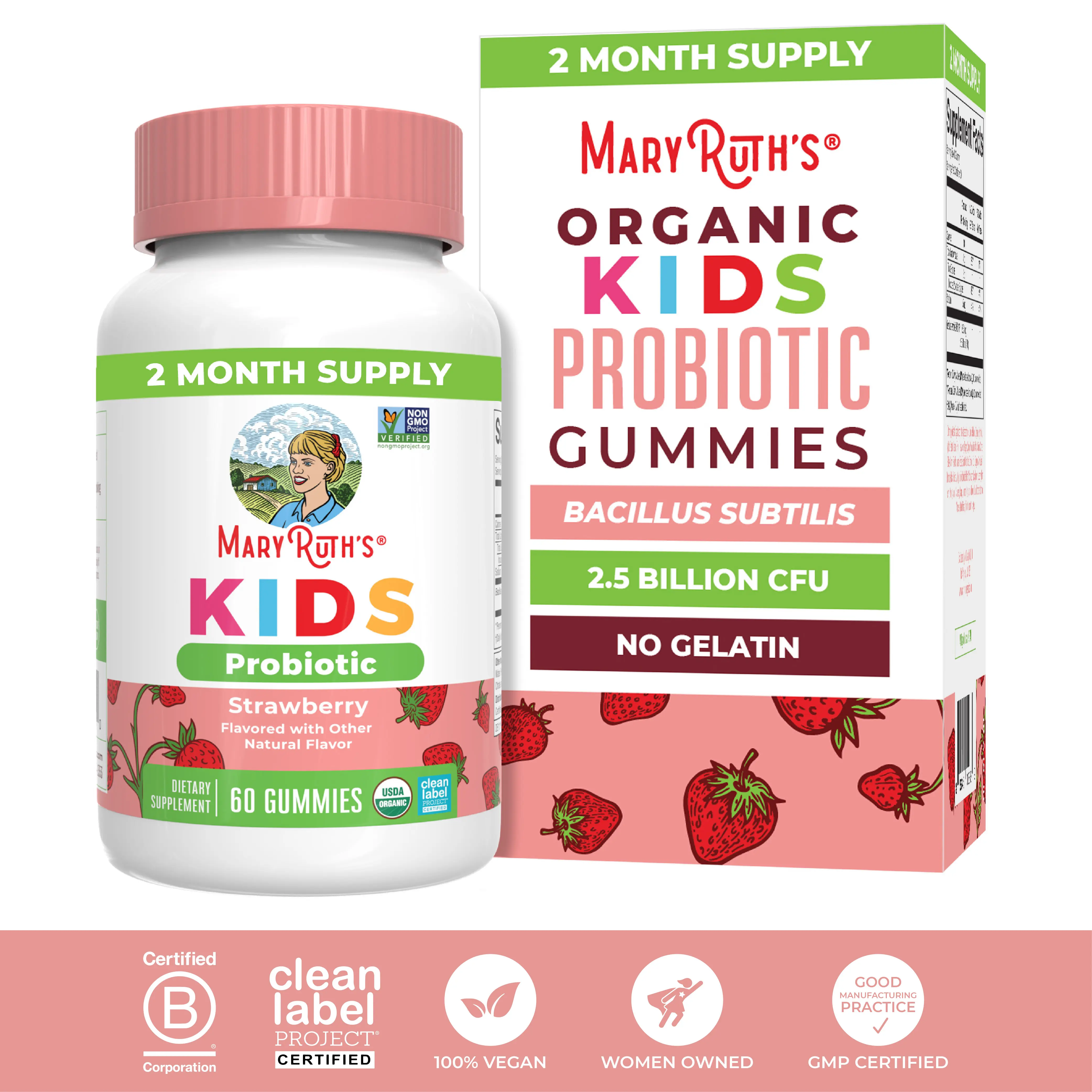 MaryRuth's Organic Kids Probiotic Gummies - Probiotics for Digestive Health - 2 Month Supply - Probiotics for Kids – Non-GMO Project Verified - Immune Support - Gut Health