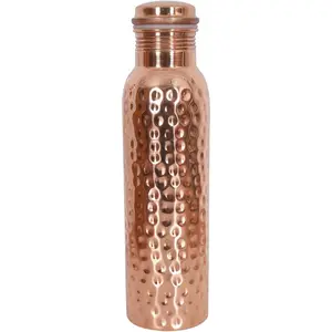 Hammered Copper Water Bottle 32 Oz Copper Vessel Lower Sugar Intake Enjoy Health Benefits Yoga Gym Sports Bottle