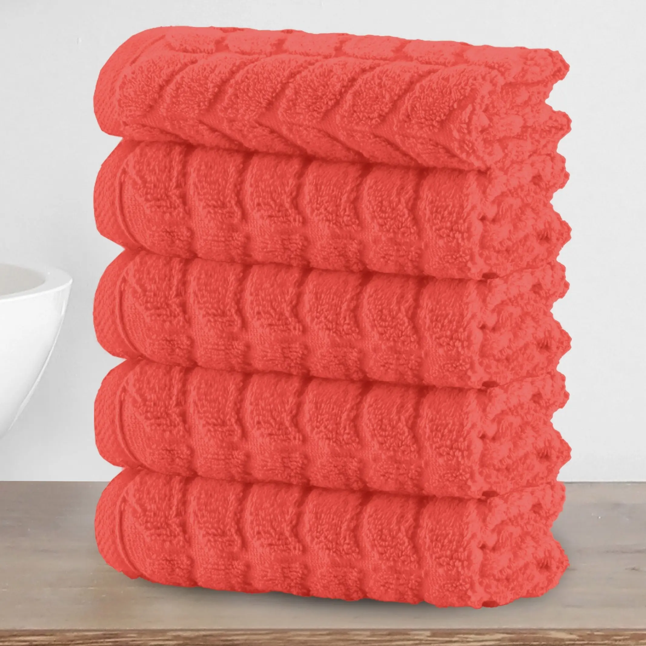 Mocassi 6-Piece Turkish Cotton Braided Washcloths Set, Hotel Premier Quality, 13in x 13in