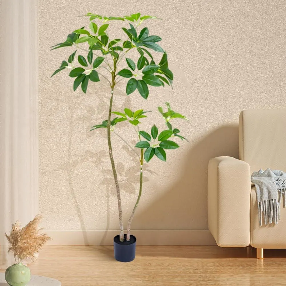 GARVEE Large Artificial Plants, 160 cm Artificial Umbrella Tree Plants in Pot, Large Office Garden Decoration, Umbrella Tree,