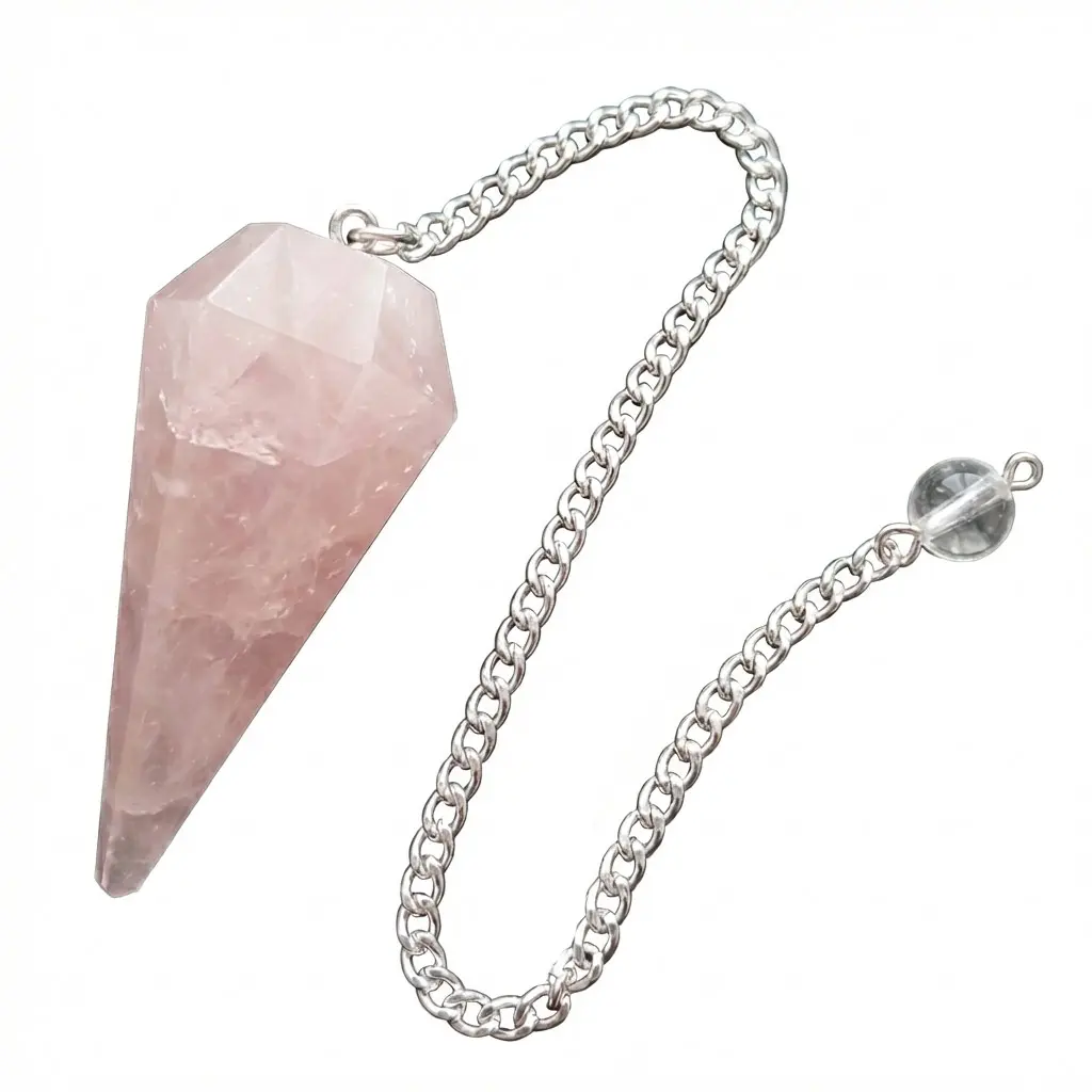 Rose Quartz Pendulum 6-Sided — Heart Chakra Divination Tool