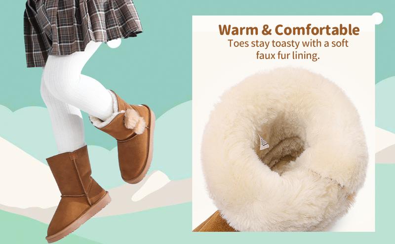 DREAM PAIRS KIDS [FuzzyChic Kid's Lolly] Toddler/Little Kid/Big Kid Winter Snow Sheepskin Fur Boots