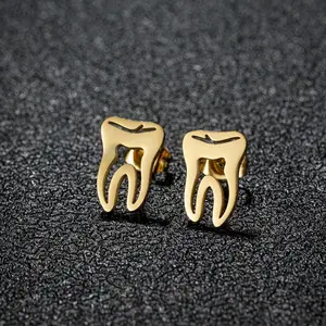 1 Pair Punk Stainless Steel Dentist Tooth Stud Earrings for Women Doctor Nurse Accessories Aretes