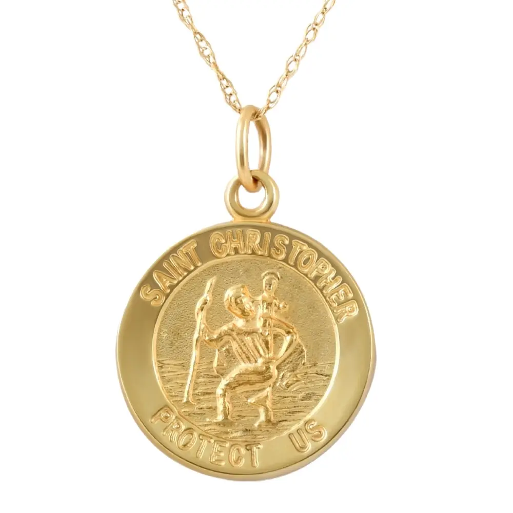 14k Yellow Gold St. Christopher Medal Pendant .5" Tall 1 Gram 14k Yellow Gold St. Christopher Medal Pendant .5" Tall 1 Gram