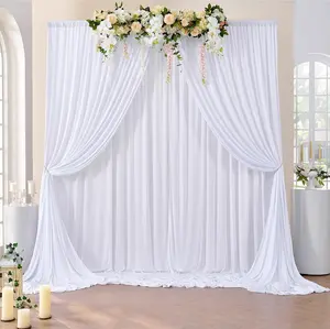 10x10 ft Wrinkle-Free White Backdrop Curtains for Parties Polyester Photo Backdrop Drapes 2 Panels 5x10ft for Wedding Birthday Party Photography Background Easy Cleaning Ideal for Ceremony & Baby Showers - Decoration