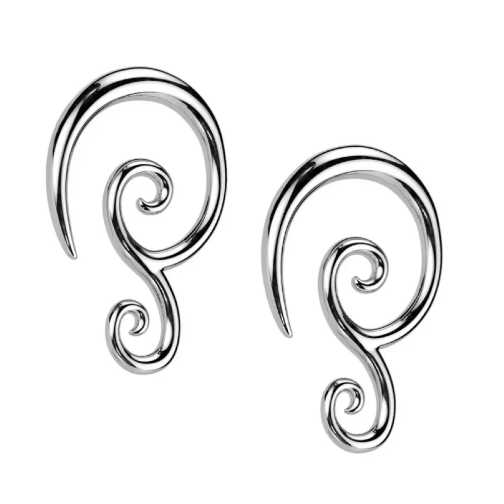 Double Spiral Hanging Tapers - Pair - 316L Stainless Steel Double Spiral Hanging Tapers - Pair - 316L Stainless Steel