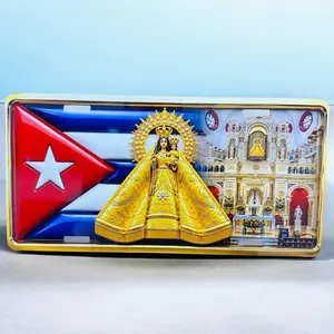 Virgen de la Caridad del Cobre Car Exterior Number Plate Accent - Cuban Flag-Themed 12x6 in Sign, Car Accessories