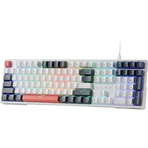K668 RGB Gaming Keyboard, 108  Wired Mechanical Keyboard w/Extra 4 Hotkeys, Sound Absorbing Foams, Upgraded Hot-swappable Socket, Mixed Color Keycaps x 2 Sets, Red