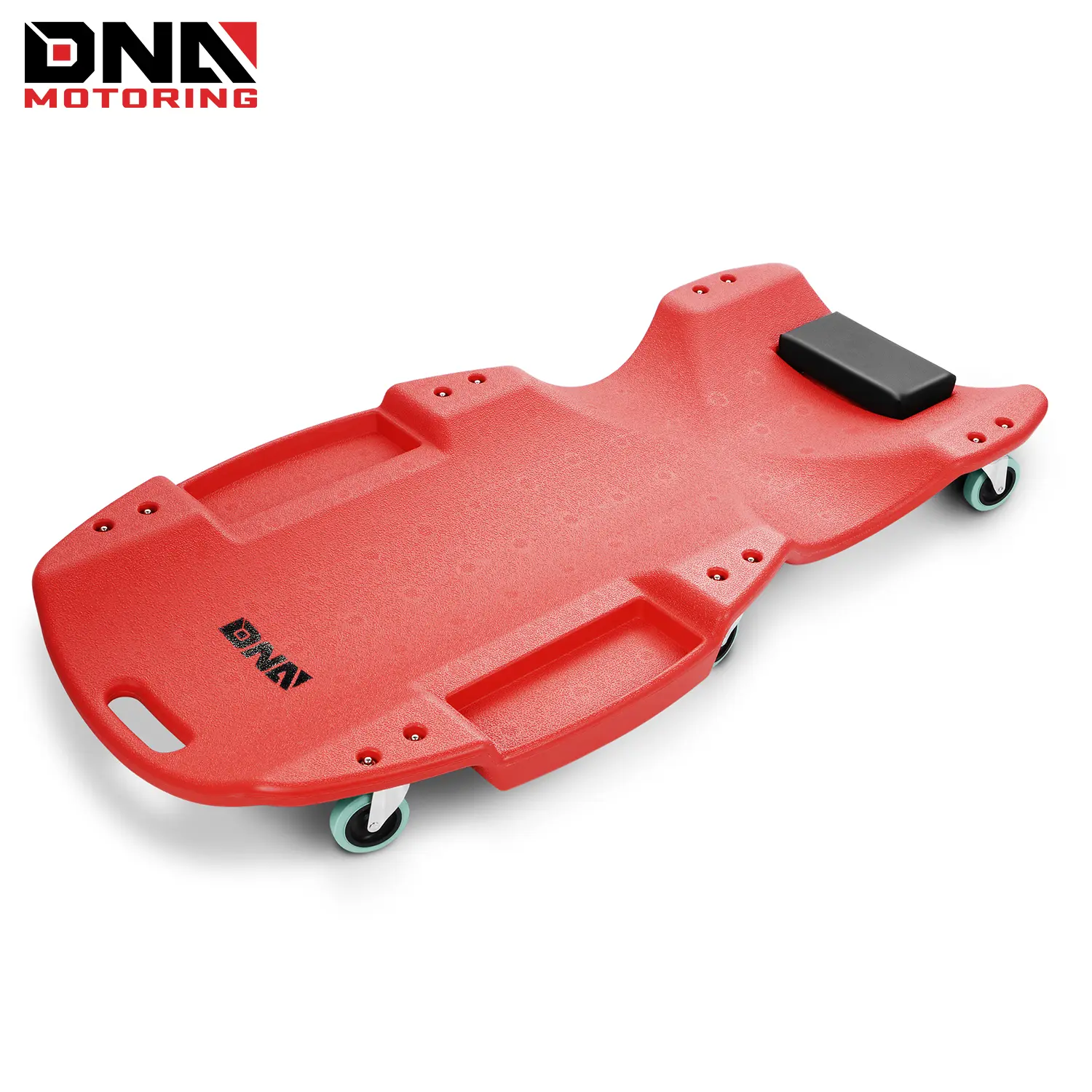 Car Creeper, 48in Red Heavy-Duty Low-Profile Roller Automotive Vehicle Tool with Padded Headrest, Caster Wheels, Built-In Carry Handles, Auto Repair Tools