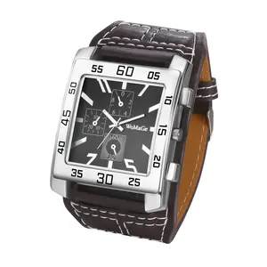 OIDEA Steampunk Men's Watch, Vintage Rectangular Analog Quartz Wrist Watch with Wide PU Leather Cuff Band summerwins,summerwins