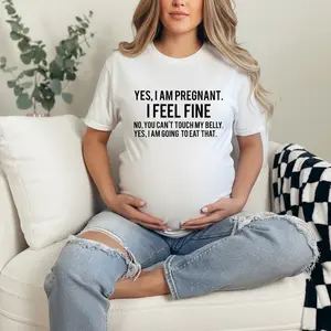 Funny Pregnancy Announcement T Shirt Yes I Am Pregnant Soft Cotton Comfortable Casual Outfit Mom To Be Gift Women Maternity Graphic Tee