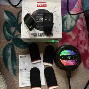 Mobile Phone Cooler – Semiconductor Cooling with Adjustable Modes & LED Display,Compatible for iPhone Android Gamers CODM PUBG Mobile Freefire Includes 6 Gaming Finger Sleeves and Clip