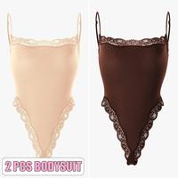 2pcs Bodysuit(Cocoa/Beige)