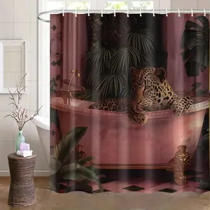 Sun & Moon Pattern Patchwork Shower Curtain Set, Colorful Bathroom Curtains with 12 Hooks, Ideal for Home Hotel Salon Dormitory, Bathroom Decoration Accessories