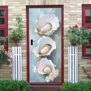 2pcs This oyster shell wall sticker combines high-definition printing technology with delicate oil painting texture and marine elements, adding a natural and fresh artistic atmosphere to your home wal