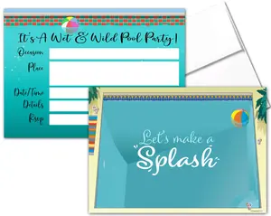 Stonehouse Collection | Pool Party Invitations | 25 Pool Invites with Envelopes | Kids Birthday Invitations