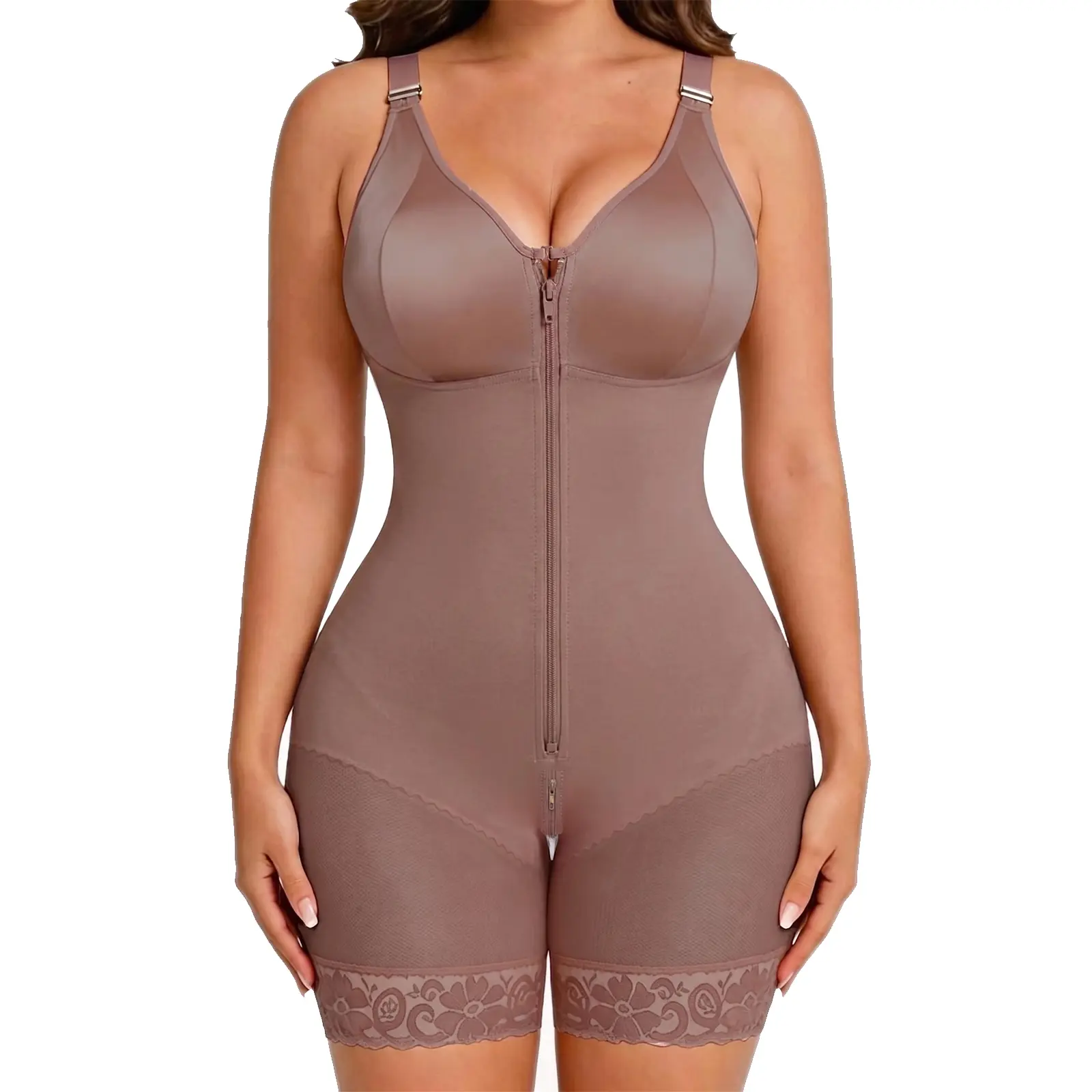 LEZSHOOU Women's Colombian Shapewear Bodysuit - Womenswear, Tummy Control, Butt Lifter, Smooth Fabric, Zipper Crotch