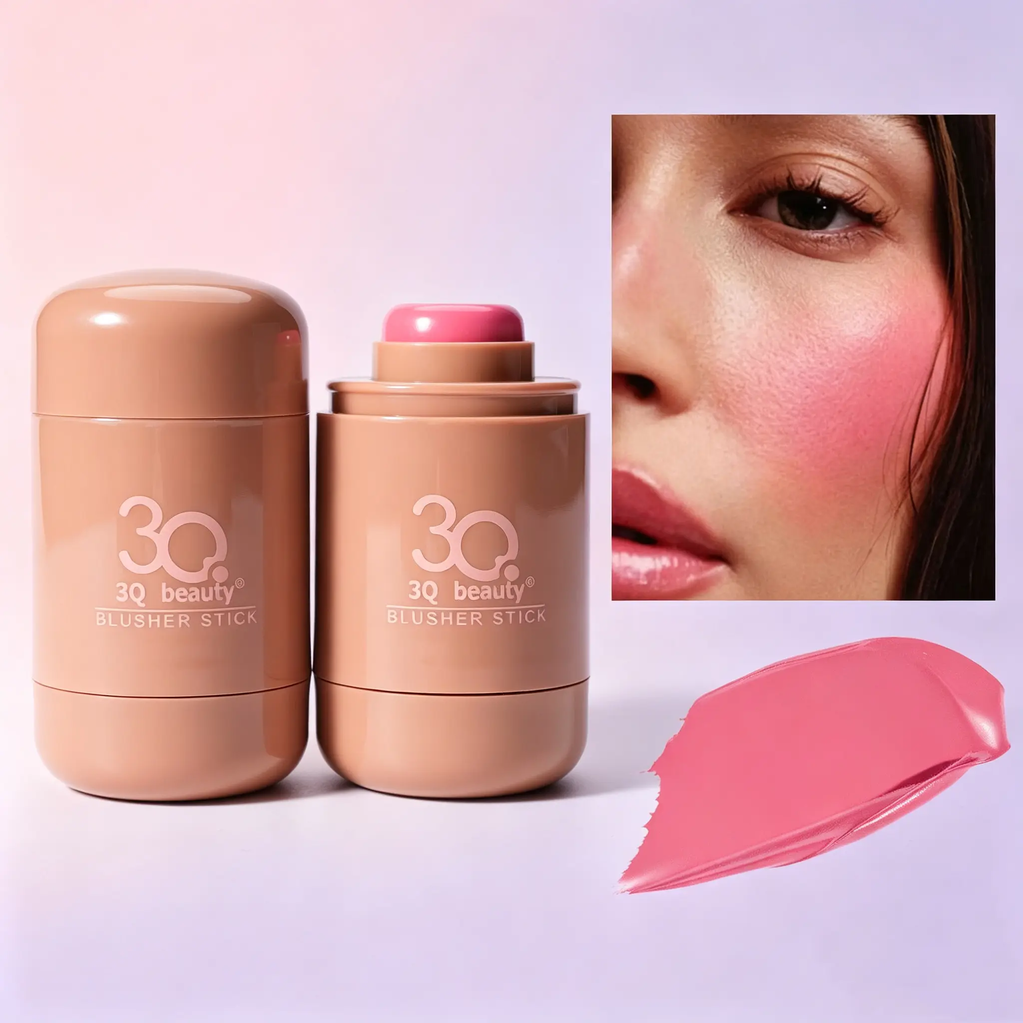 Cream Cheek Blush Stick, 6‑Color Lightweight Buildable Blusher, Natural Glow Makeup Stick for Everyday Look
