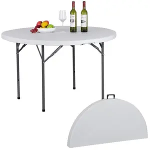 Zenstyle 48" Round Bi-Folding Commercial Table Plastic Dining Card Table for Outdoor
