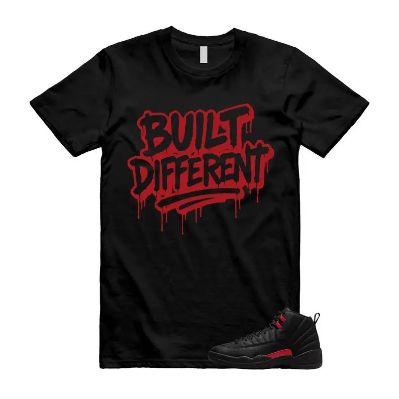 AJ12 Bloodline Black Red Match T Shirt, BUILT Graphic Tee, 90s Hip Hop Tee, Gift For Women and Man Unisex T-Shirt, Cozy Gift