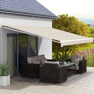 Gaomon 13' x 8' Retractable Awning, Patio Awnings, Sunshade Shelter w/Manual Crank Handle, UV & Water-Resistant Fabric and Aluminum Frame for Deck, Balcony stand umbrella shade cantilever rectangular market outdoor sun porch