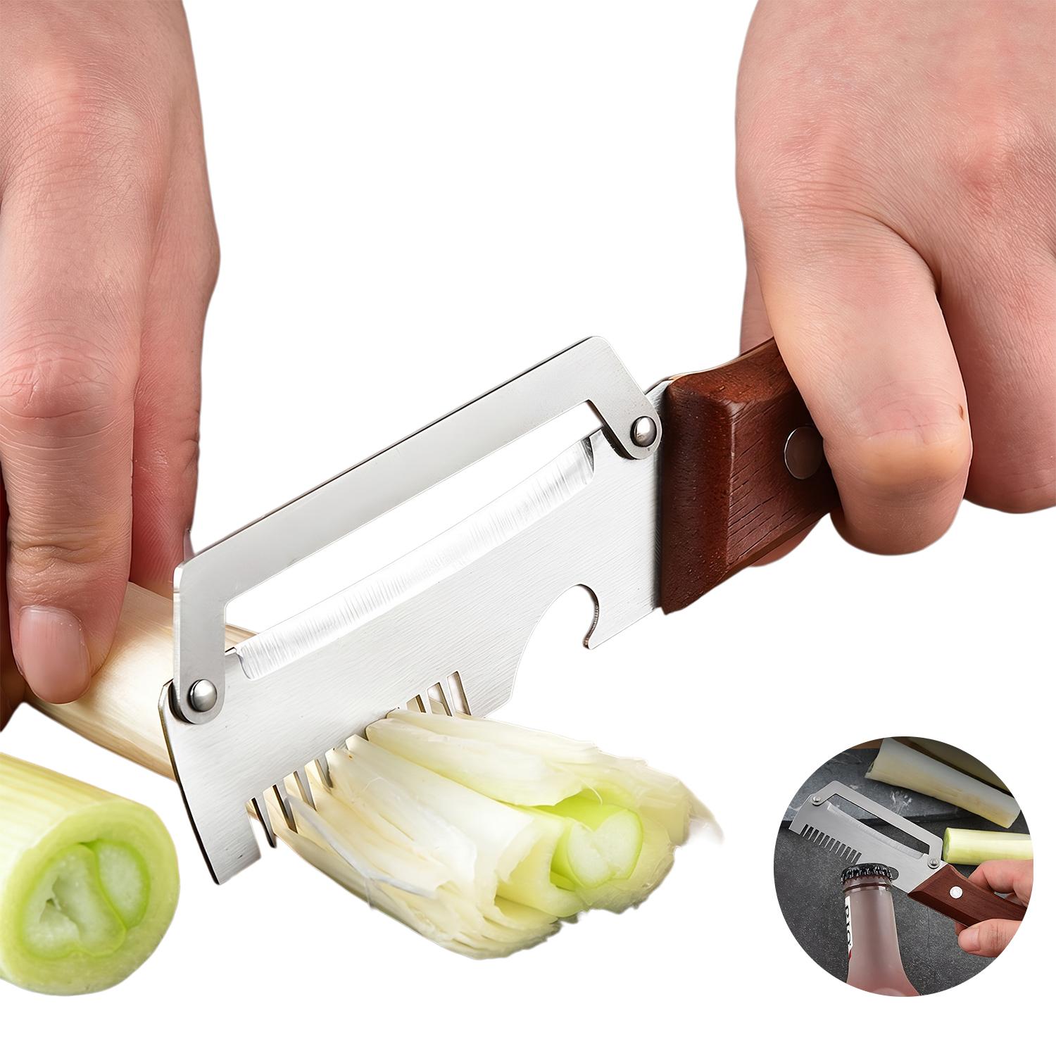 Multi-Functional Vegetable Peeler Home Durable Wooden Handle Peeler Onion Peeler Tool with Bottle Opener for Kitchen Outdoor Restaurant