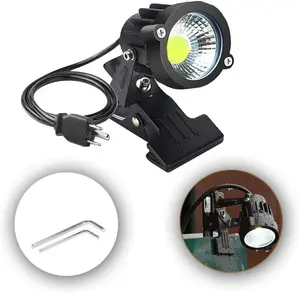 5W LED Clip on Lamp Directional Bullet Light with Clamp Outdoor Waterproof Signboard Blackboard Lighting Adjustable Table Desk Work Lamp with Power Plug (Cool White)