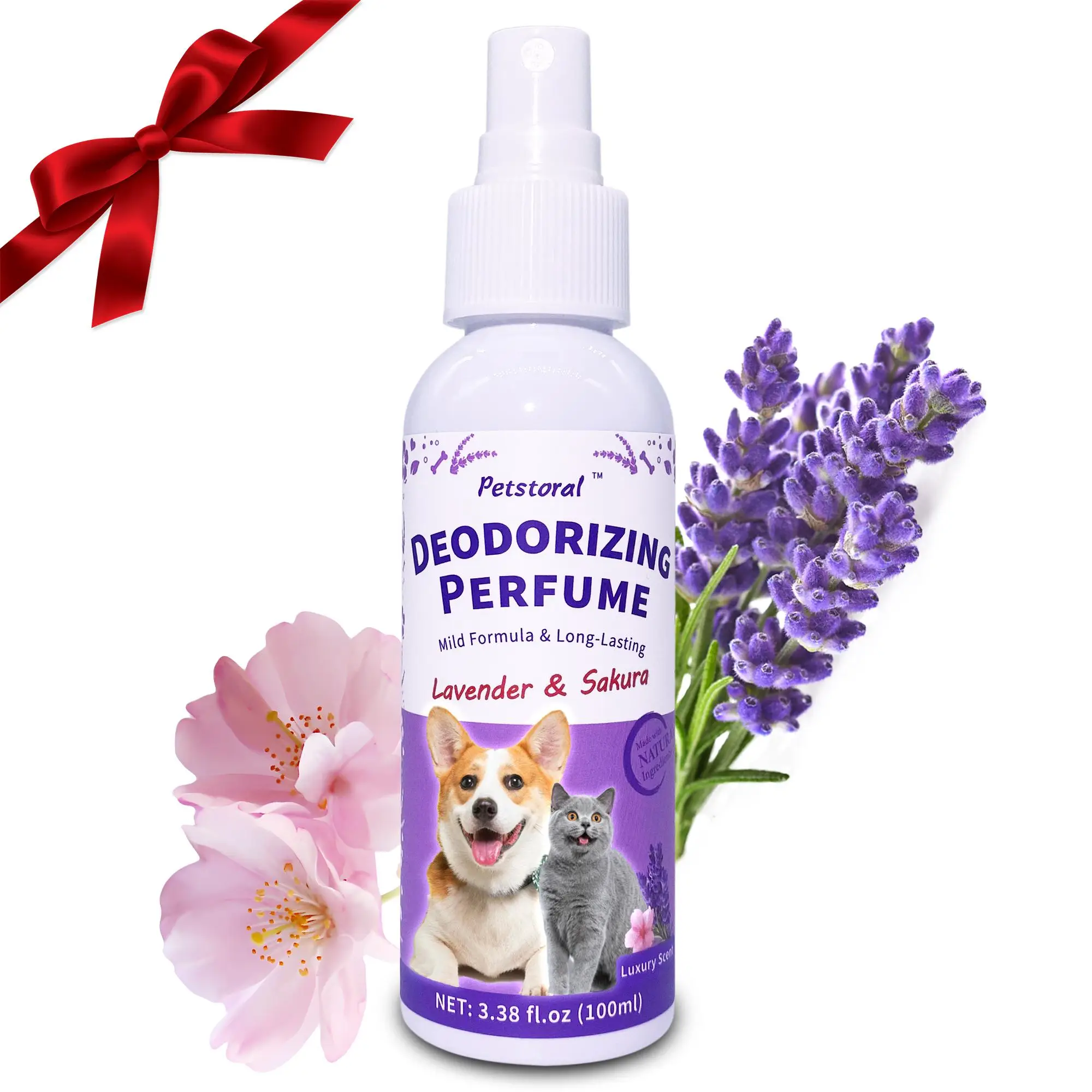 Dog Sakura & Lavender Deodorizing Spray, Long Lasting Dog Cologne Spray, Dog Refreshing Perfume Spray, Pet Supplies for Dogs & Cats, Christmas Gift