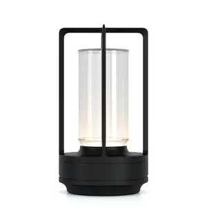 Portable Metal Cordless Table Lamp,Battery Powered LED,3 Color Stepless Dimming Touch,for Restaurant/Bedroom/Bar/Coffee Shop/Camping Light(Black)