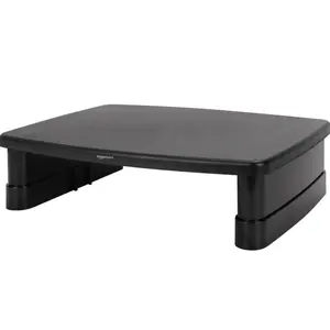 Height Adjustable Rectangular Computer Monitor Riser Desk Stand with Storage - Black Design, Compact and Versatile Storage Solution