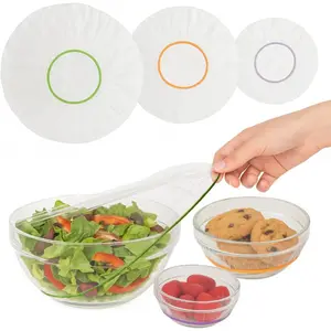 Plastic Bowl Covers, Elastic Reusable Food Covers for Bread Proofing, Storage & Outdoor Use – 100 Pack, Stretch Fit, 3 Sizes