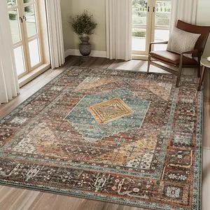【Mother's Day】GENIMO Mother's Gift Area Rugs, Ultra-Thin Foldable Low Pile Machine Washable Rug, Lightweight Machine Washable Rugs for Living Room Bedroom
