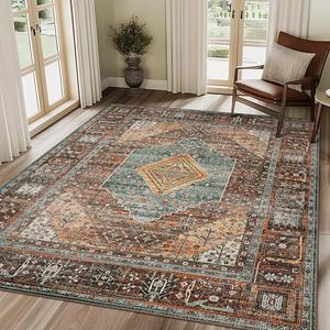 【Summer Vibes】GENIMO Outdoorfun Area Rugs, Ultra-Thin Foldable Low Pile Machine Washable Rug, Lightweight Machine Washable Rugs for Living Room Bedroom