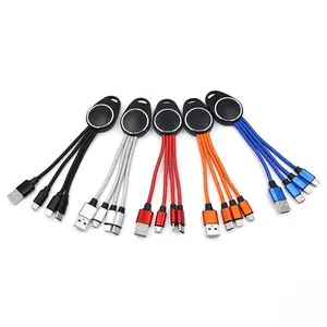 3-In-1 Usb Charging Cable, Led Light Up Logo Keychain With Pure Copper Core, Multi Functional Cord for Computers, Printers And Daily Use