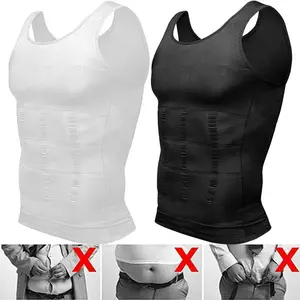 Mens Body Shaper Vest Compression Shirt Muscle Tank Tight Tummy Undershirts Breathable Athletic Sleeveless Tank Top Men Shapewear Workout Gym Running Fitness Tanks