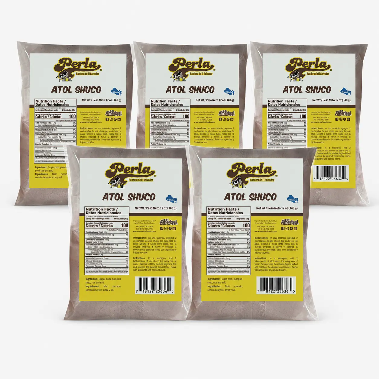 Perla Atol Shuco Traditional Earthy Spice Beverage Drink Mix, Pack of 5