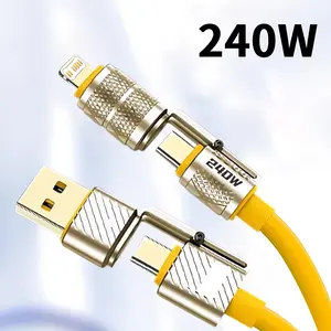 2pcs 240w Fast Charging Cable, Super Fast Charger, Type-C & iOS Multifunctional Multi-Device Charger, High-Speed USB PD Data Line for Smartphones, Durable Phone Accessories, Electronic