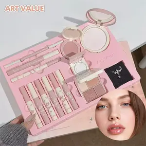 Lip Gloss Blush Eyeshadow Powder Compact Set, Commuter Simple Makeup Necklace Kit, Full Makeup Equipment in One Set Beauty Kit