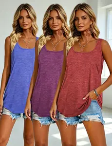 Women's Casual Scoop Neck Tank Top, 3Pc Plus Size - Plus Size - Targeted Summer Women'S Fashion Casual Vest Three-Piece Set