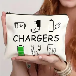 Charger Pattern Storage Bag for Easy Carry, Ideal for Organizing Cables, USBs & Accessories, Perfect for Daily Commute & Short Trips, Versatile Travel Accessory