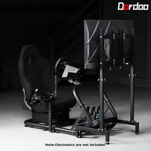 Dardoo Pro Racing Simulator Cockpit with TV Stand Black Seat Fit  G29 G923(Wheel, Handbrake, Shifter & Pedals Not Included)