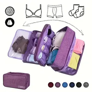 Travel Lingerie Organizer, Portable Bra Underwear Storage Bag with Zipper, Lightweight Foldable Mesh Laundry Bag, Multi-Compartment Space Saving Clothes Organizer for Suitcase, 6 Colors