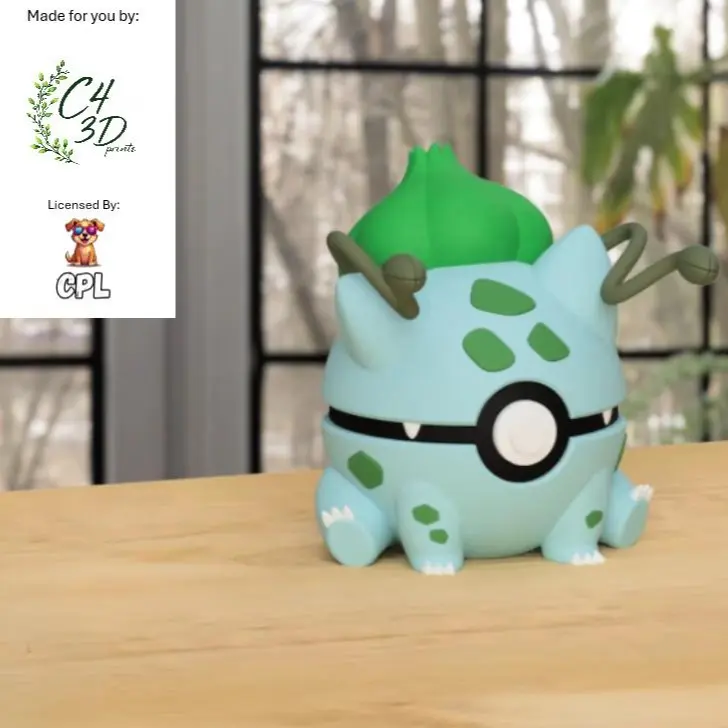 Bulbasaur Ball - 1st Print - High-Quality PLA, 3D Printed Pokeball Figure