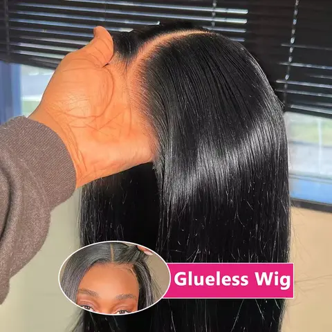 BLING HAIR Female Glueless Wig Human Hair - Straight Cut Remy Pre-Cut 6x4 & 5x5 Lace Closure, 12in-32in Soft Healthy-Looking Heat Resistant, Restyle & Curl Ready Time-Saving Ready To Wear