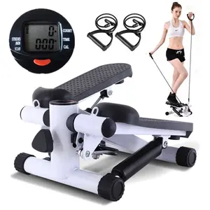 Steppers for Exercise at Home, Mini Stair Stepper with Resistance Bands, Portable Under Desk Stepper Workout Step Machine 300 lbs Weight Capacity LED Display for Home Workouts